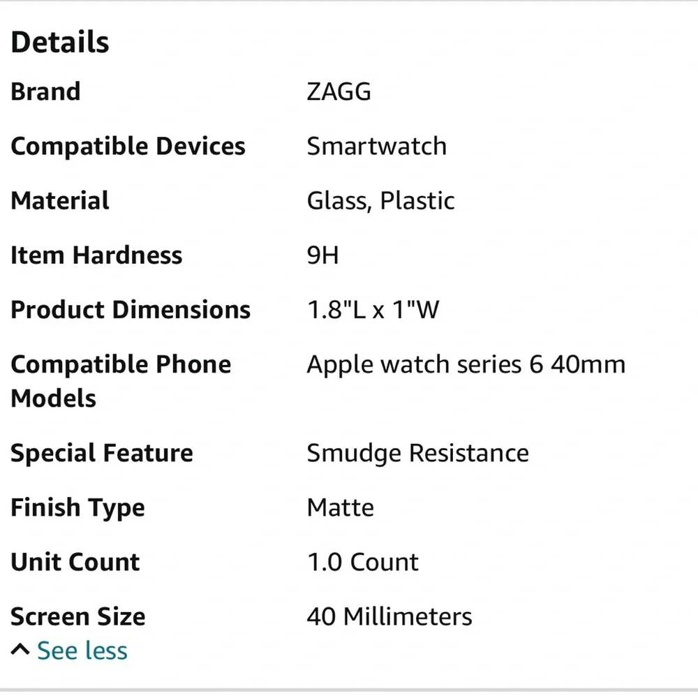 ZAGG Invisible Shield Glass Fusion+ Screen Protector Apple Watch Series6/SE/5/4